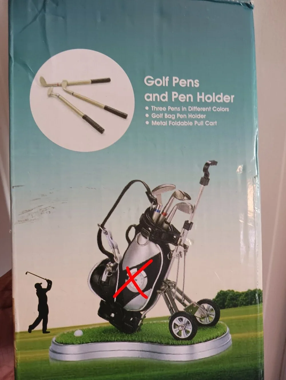 Golf Bag Pens and Pen Holder Set – Novelty Desk Gift , New Open Box